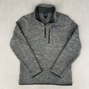 Patagonia Better Sweater Boys XL 14 Gray Fleece Jacket 1/4 Zip Outdoor Preppy